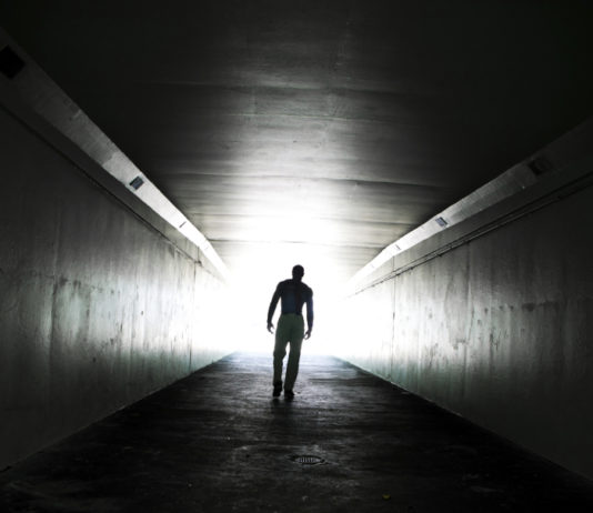 Into His Wonderful Light Man in tunnel