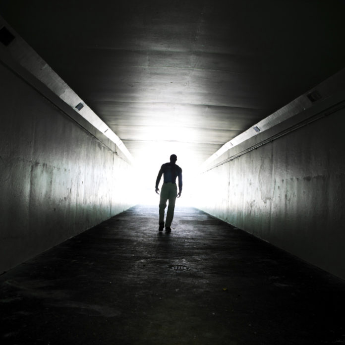 Man in tunnel