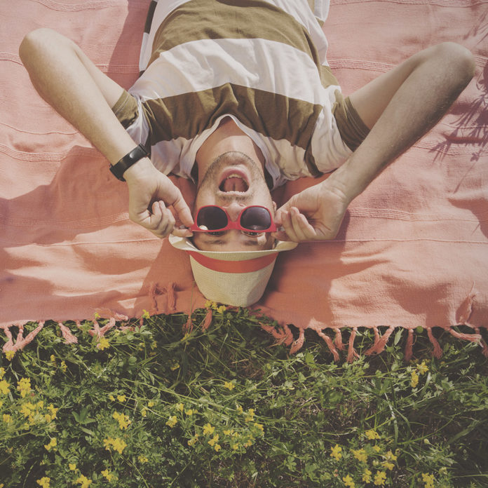 Man relaxing in nature. spring