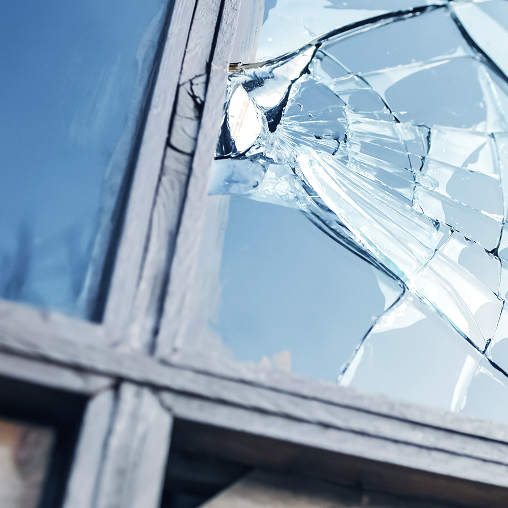 The window was broken last week